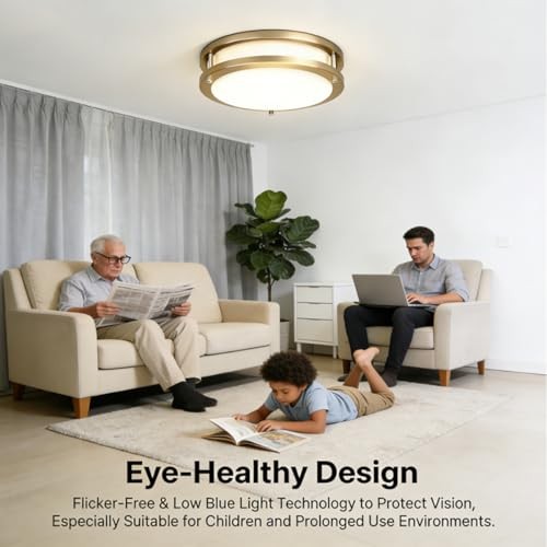 Dimmable LED Ceiling Light Fixture, Flush Mount Ceiling 32W Brush Nickel