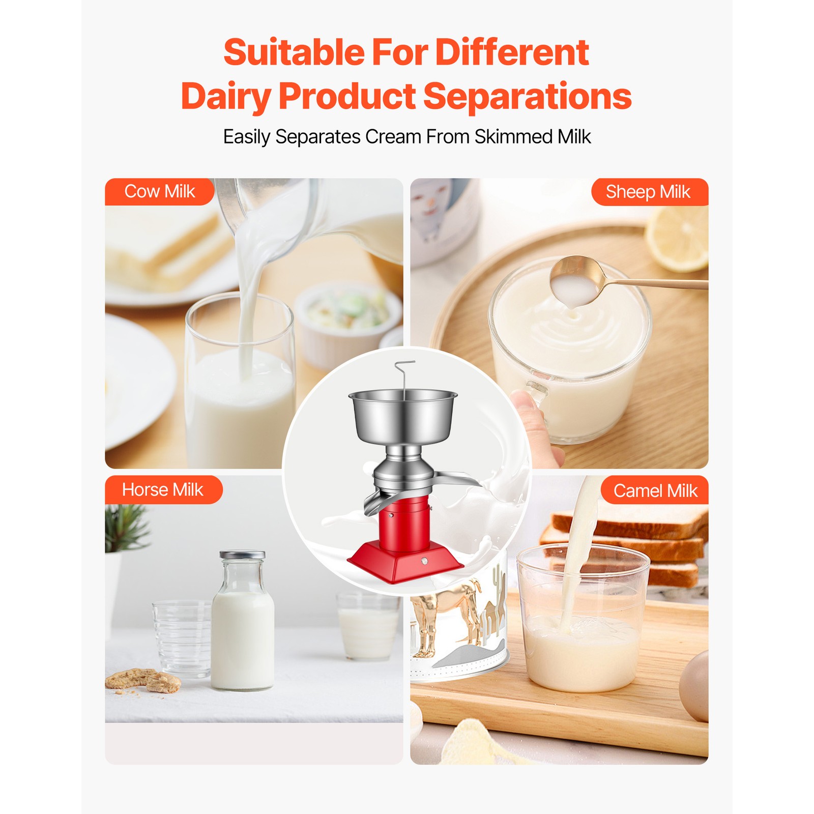 Uimoso Electric Milk Cream Separator with 60L/H Processing Capacity