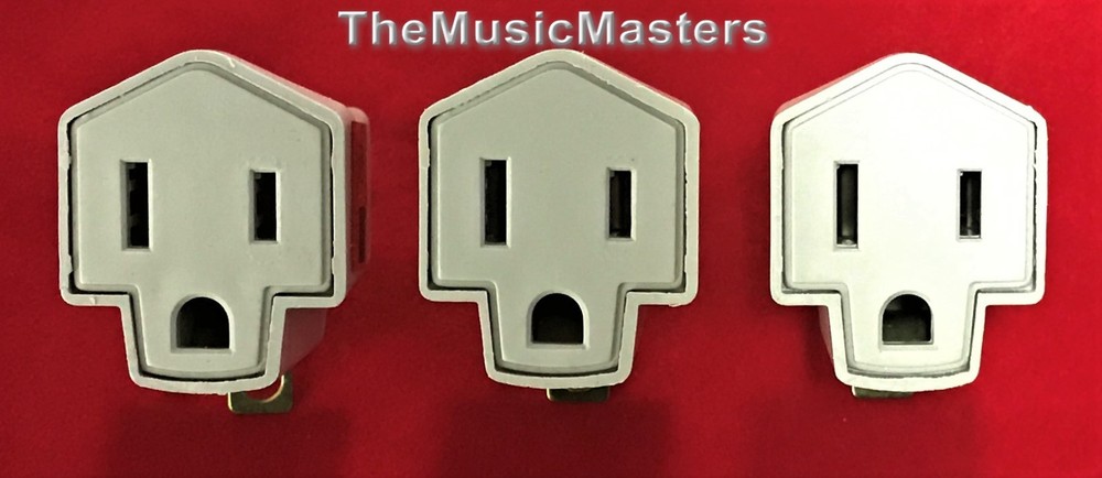 (3) Wall Plug Electrical Power GROUNDING ADAPTERS 3 Prong Socket to 2 Prong Plug