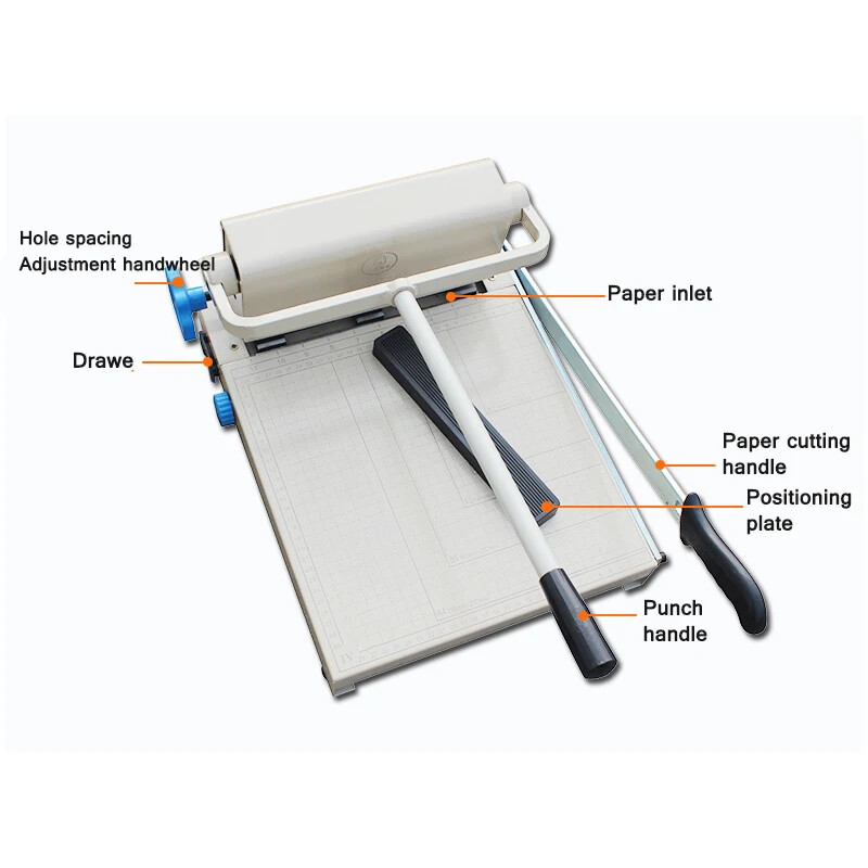 Three-Hole Punching Machine Adjustable Hole Spacing Belt Knife Cutting Machine