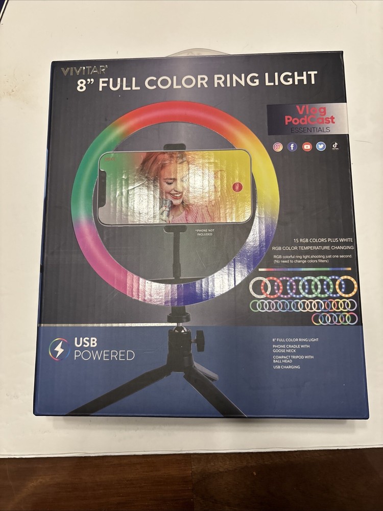 Vivitar 8” Full Color Ring Light USB Powered