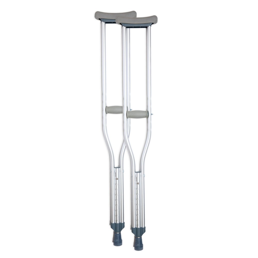Aluminum Crutches, Medium (Pair) - Adjustable Height (5'2" - 5'10"), Lightwei...