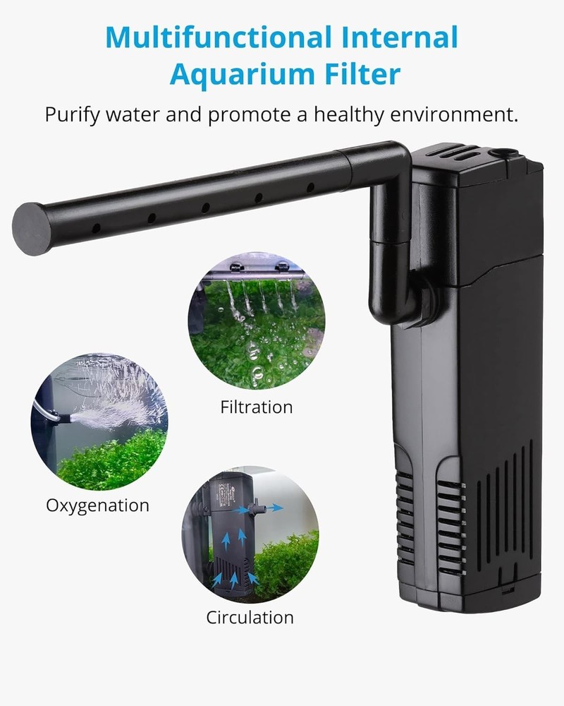 Efficient Aquarium Power Filter with Adjustable Flow for Delicate Fish - 100 GPH