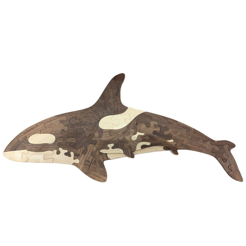 Wood Orca Puzzle - Maple and Walnut