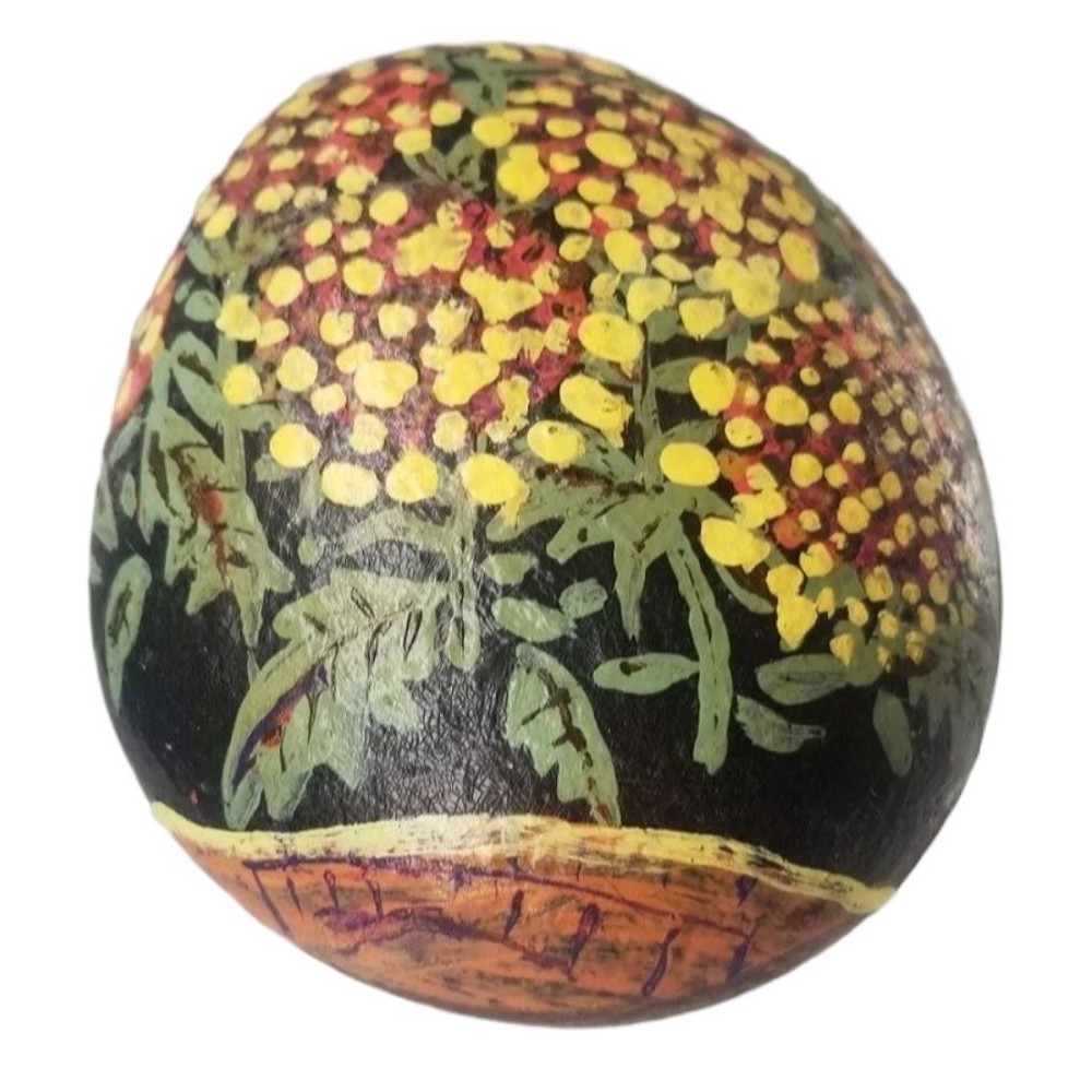Hand painted rock "  flowers " heavy