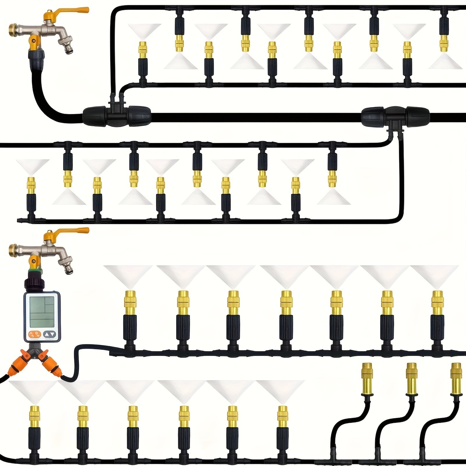 Outdoor Misting Cooling System Kit - Adjustable Brass Nozzles for Garden & Patio