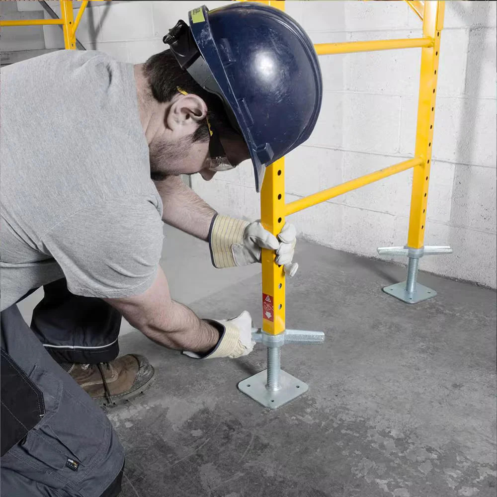 MetalTech 12in Steel Leveling Jacks 4Pc Adjustable Galvanized Scaffold Set