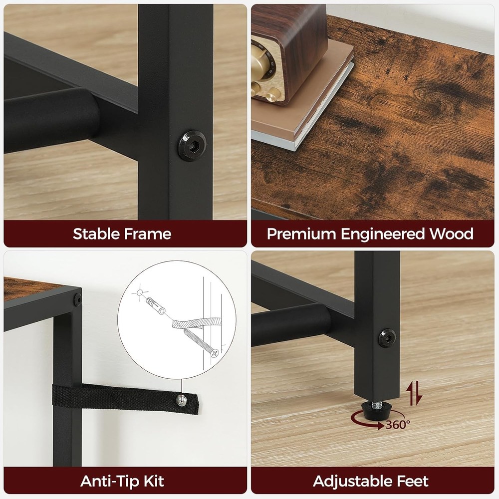 Guitar Stand Multi Guitar Rack 6 String Instruments with Side Shelves Brown