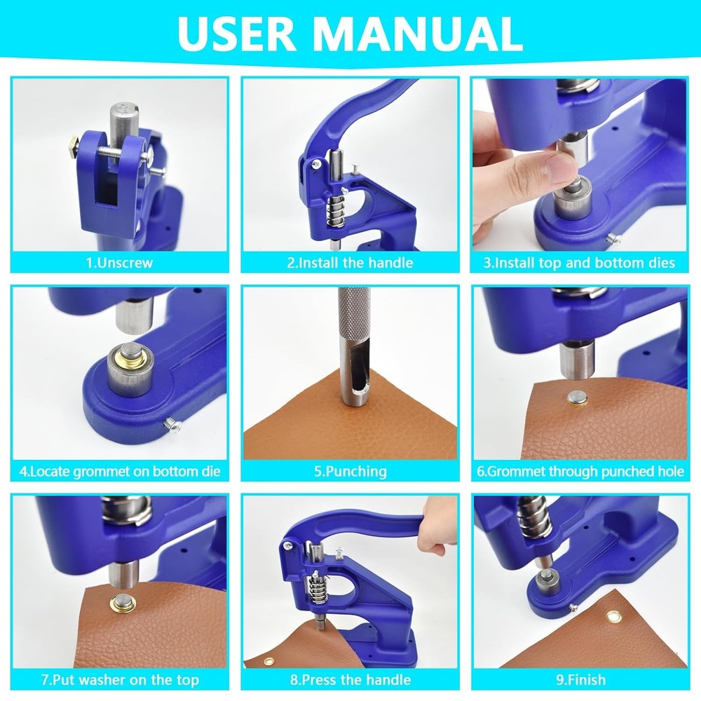Grommet Tool Kit, Hand Press Machine Kit Heavy Duty...