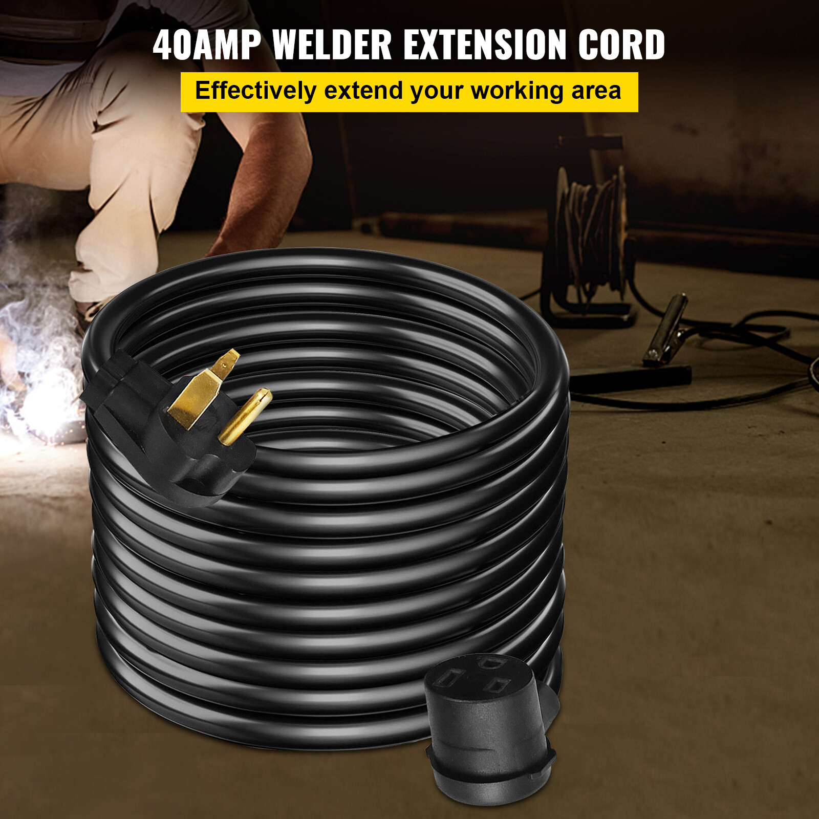 VEVOR 40A 50ft Welder Extension Cord NEMA6-50 8AWG Heavy Duty for MIG TIG Plasma
