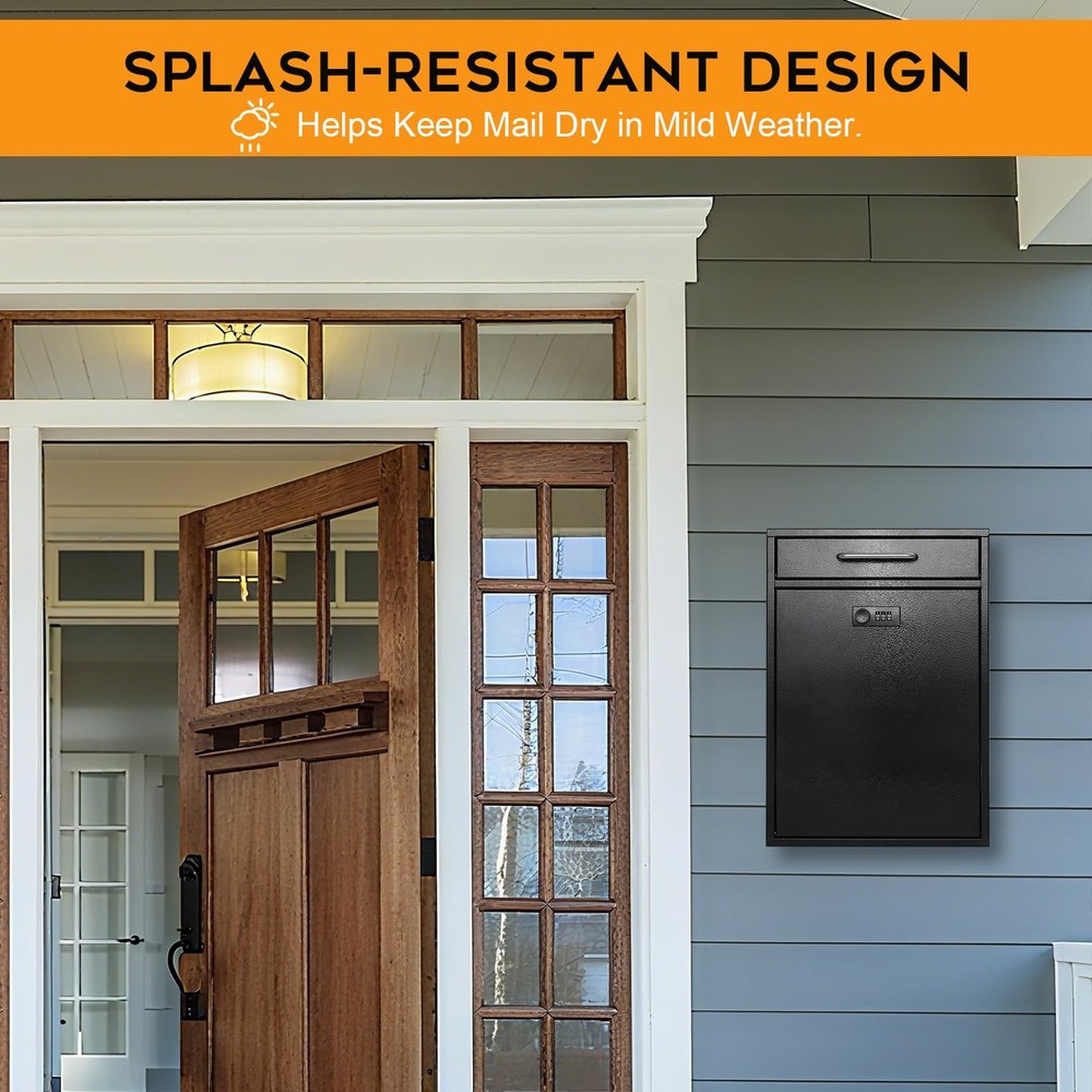 xydled Wall Mount Mailboxes with Combination XL Large, Black Lock