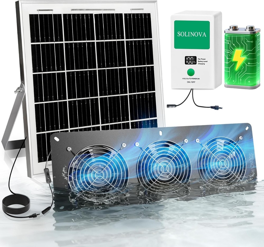 Solar Powered Fan with 7500mAh Battery