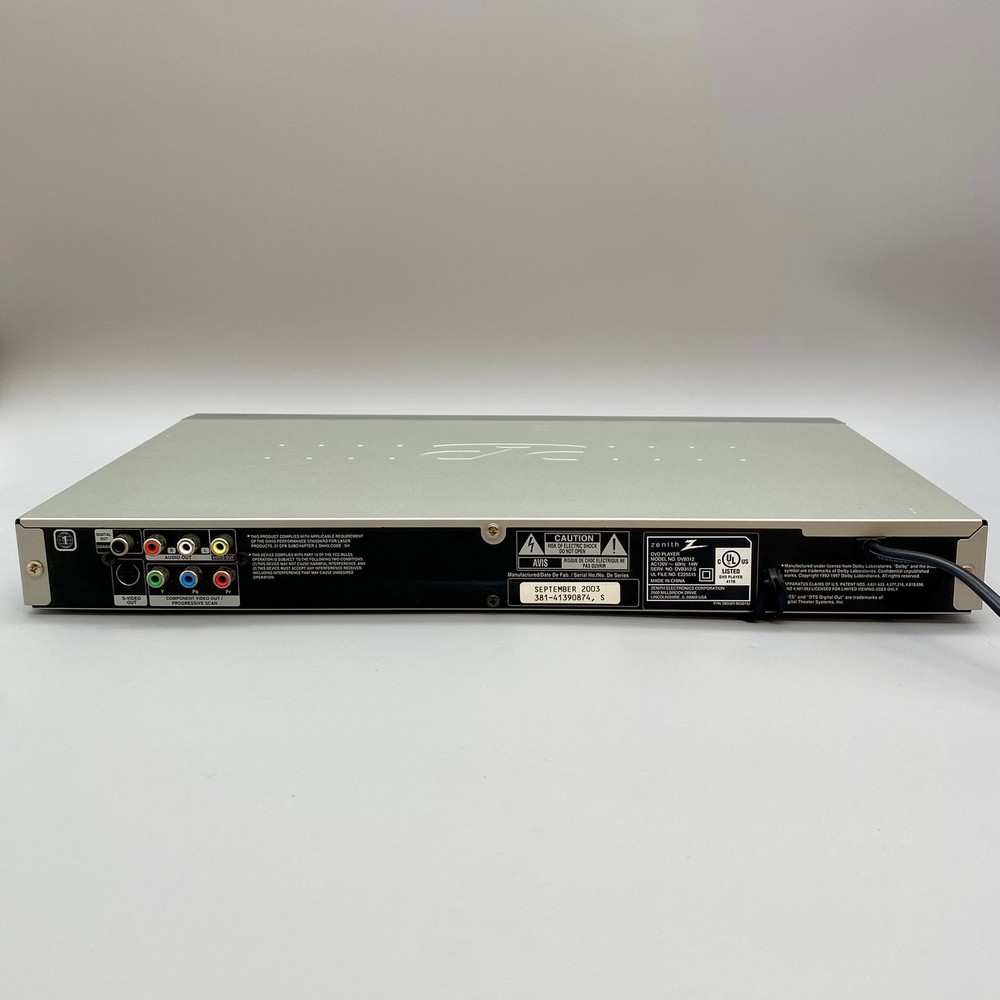 Zenith DVB312 DVD Player Progressive Scan with OEM Remote Tested & Working