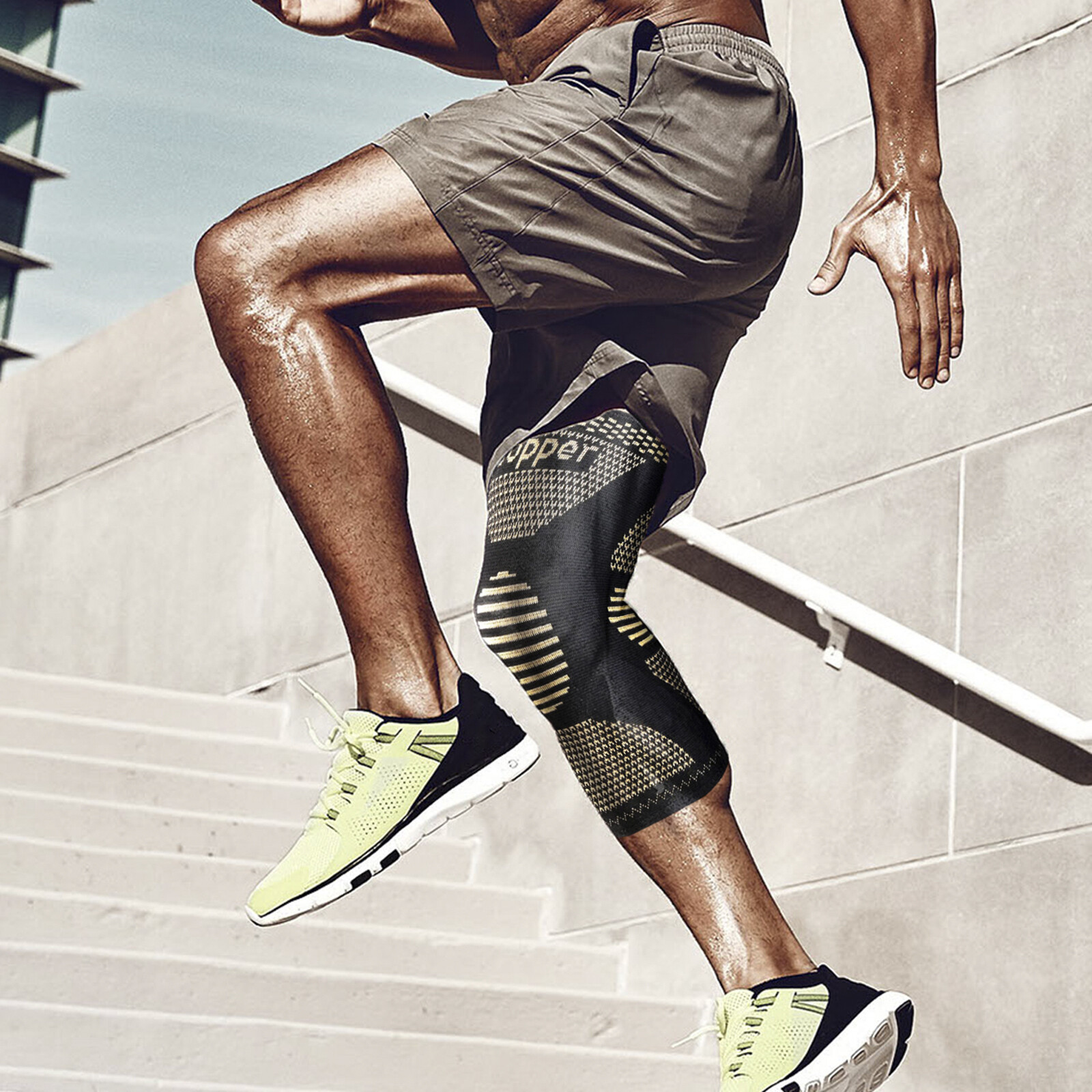 2x Knee Sleeves Copper Silver Compression Brace Support Sport Joint Injury Pain