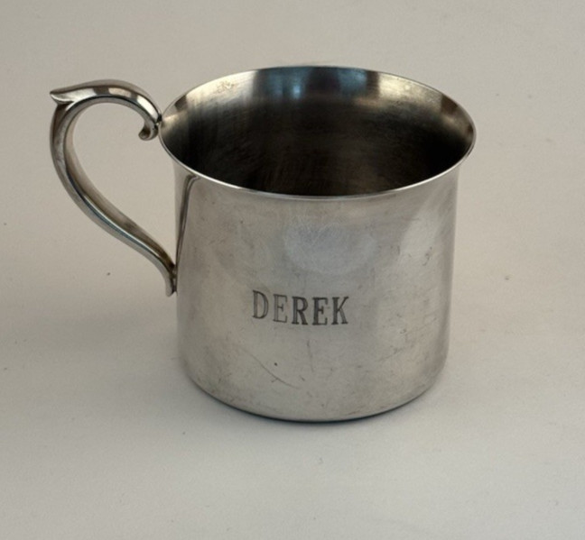 Vintage Reed & Barton Collector Silverplated Baby Infant Cup #865 Engraved Derek