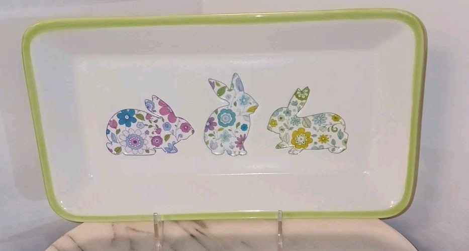 Easter Hallmark 'Spring is Served' Bunny Rabbit Tray - Ceramic Serving Tray