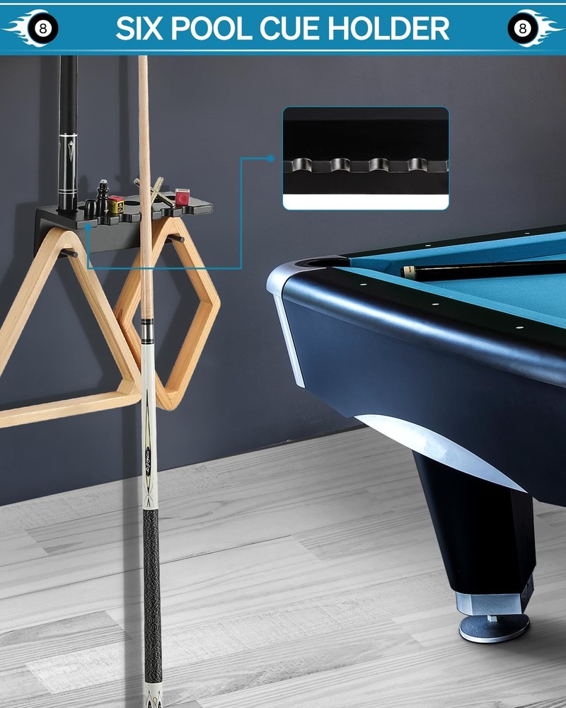 EXTCCT Pool Cue Rack Stick Holder - Wall Mount Billiards Black