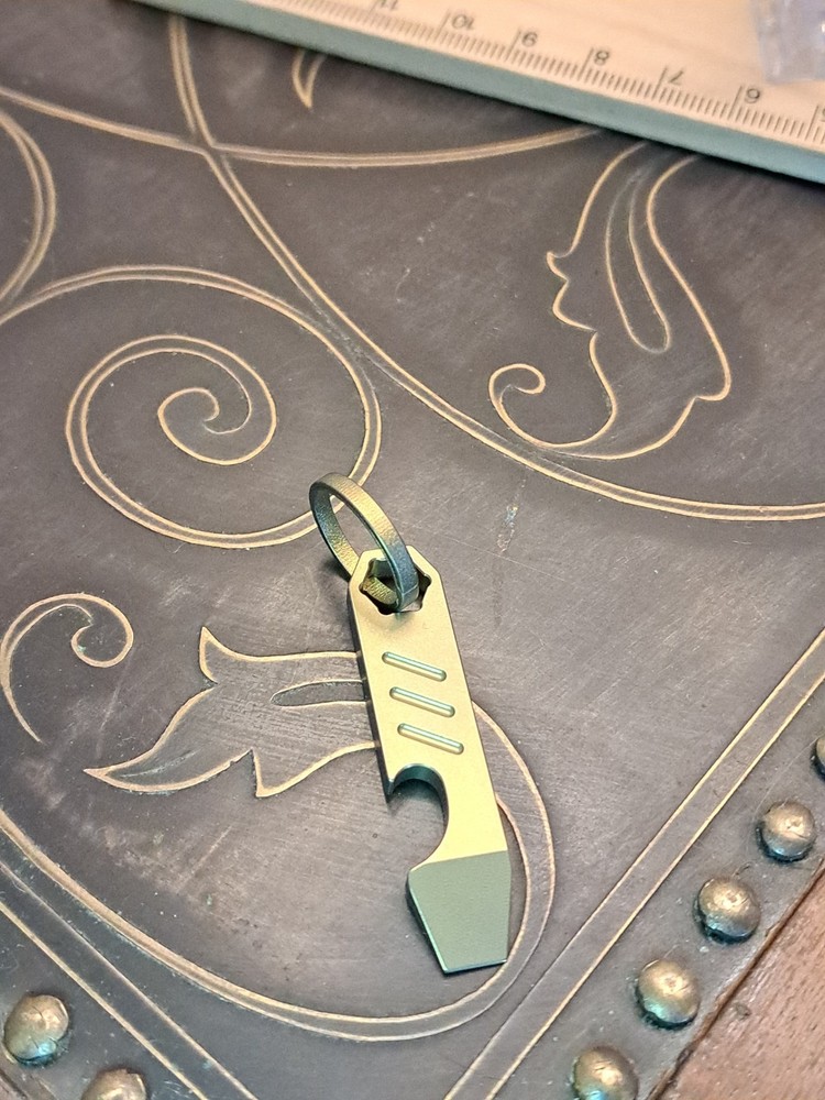 Mini EDC Anodized Gold Titanium Keychain Bottle Opener