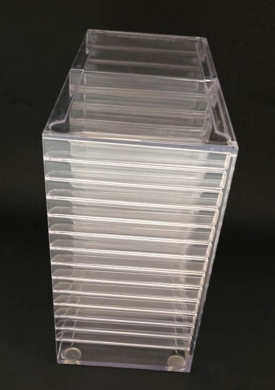 Vtg.1993 CD Rack Clear Acrylic Holds 26 Regular + 2 Double CD's
