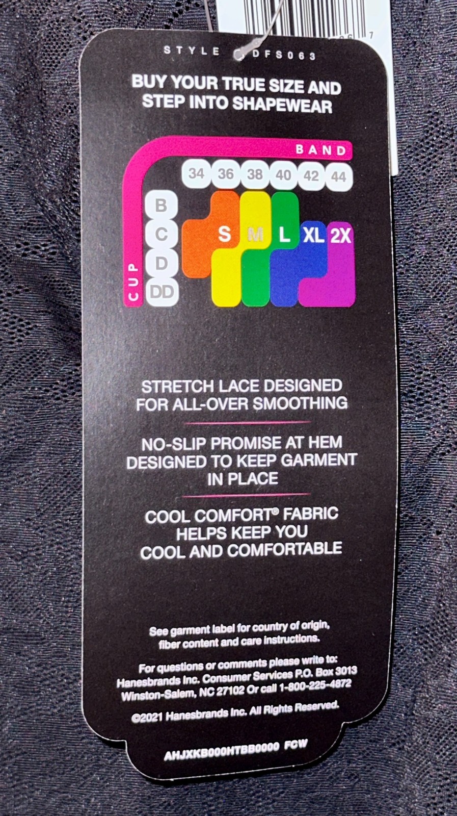 BALI Cool Comfort Revolution Lace Easylite Black Shaping Tank Top Wmn M L XL 2XL