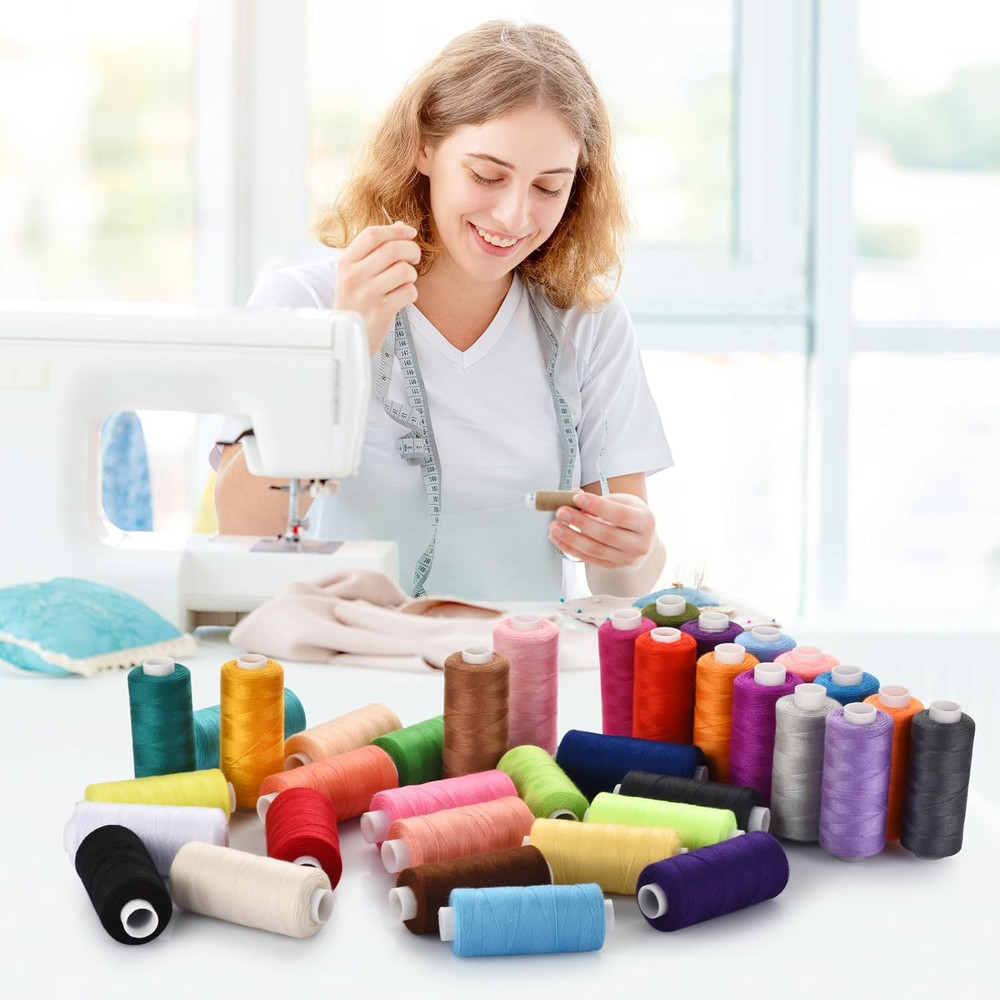 72Pcs Sewing Thread Kit, 36 Colors, 400 Yards per Spool Polyester Thread, Prewou