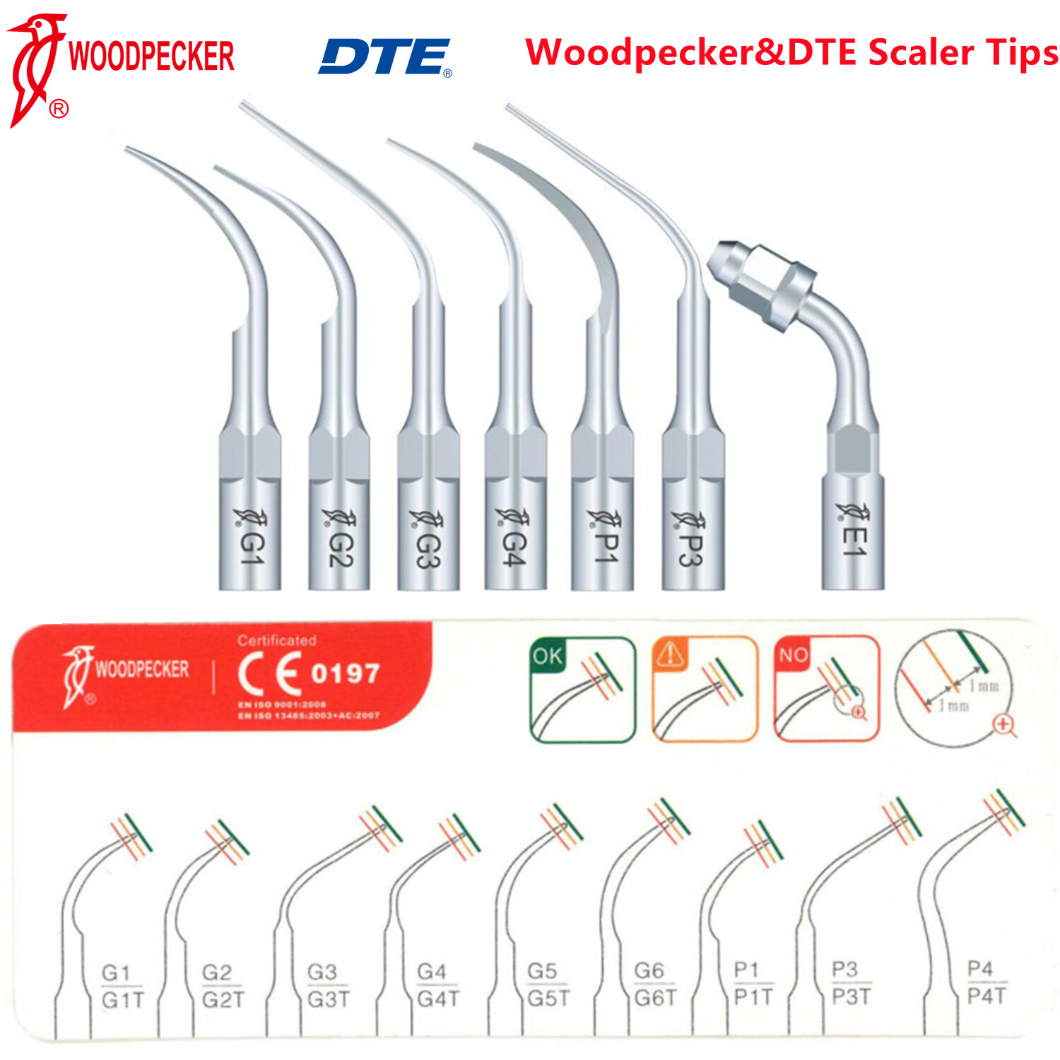 Woodpecker DTE Ultrasonic Scaler Tips ED GD PD FOR DTE NSK Satelc Scaler Tips