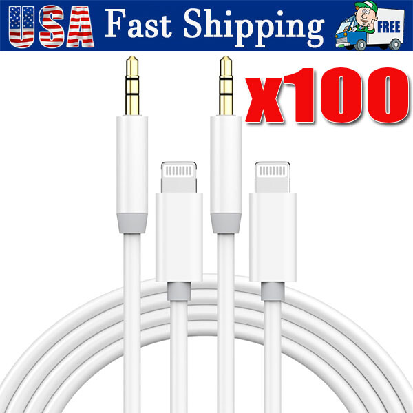 IPhone 7 8 X XR 11 12 13 Pro Max 8 Pin to 3.5mm AUX Audio Car Adapter Cord lot