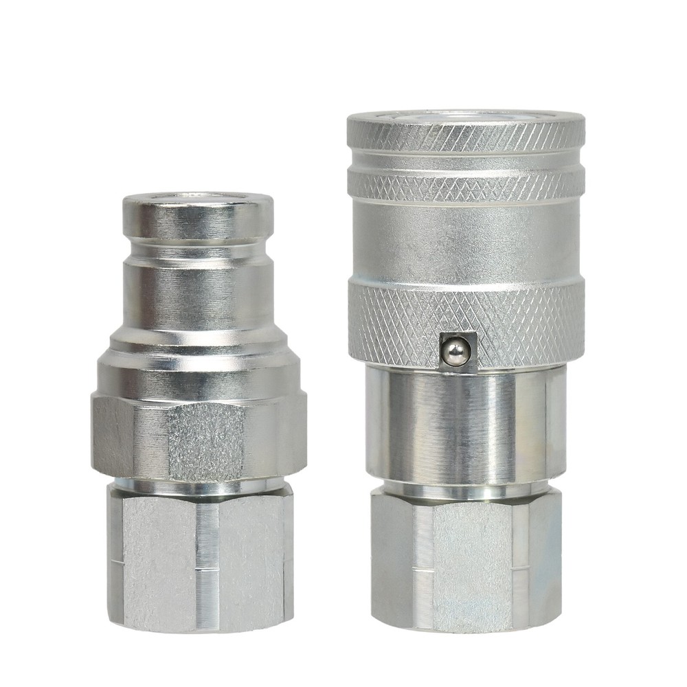 3/8" NPT Flat Face Hydraulic Quick Connect Coupler / Coupling Skid Steer, 2 Sets
