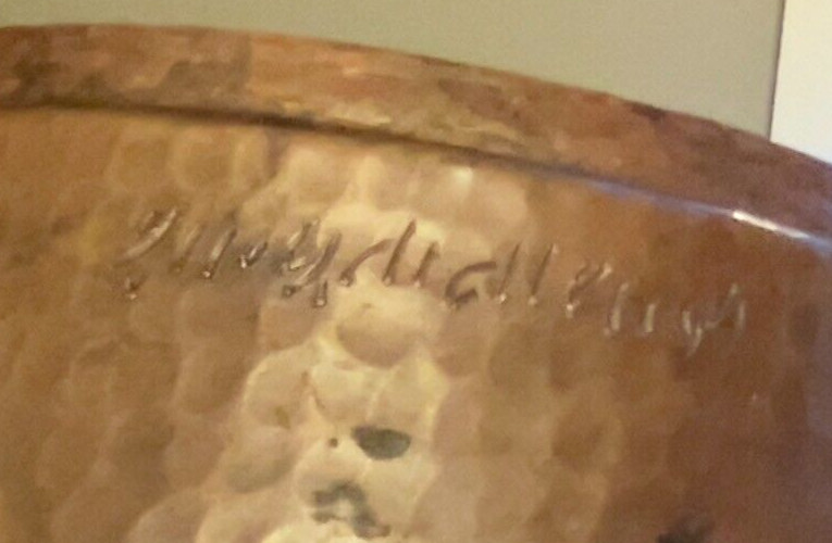 Vintage Signed Copper Hammered Chapatti Bread Box