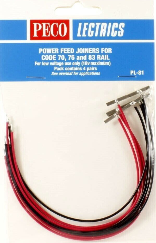 Peco ~ Power Feed Terminal Joiners For Code 70, 75 & 83 Rail ~ 4 Pr ~ PL-81