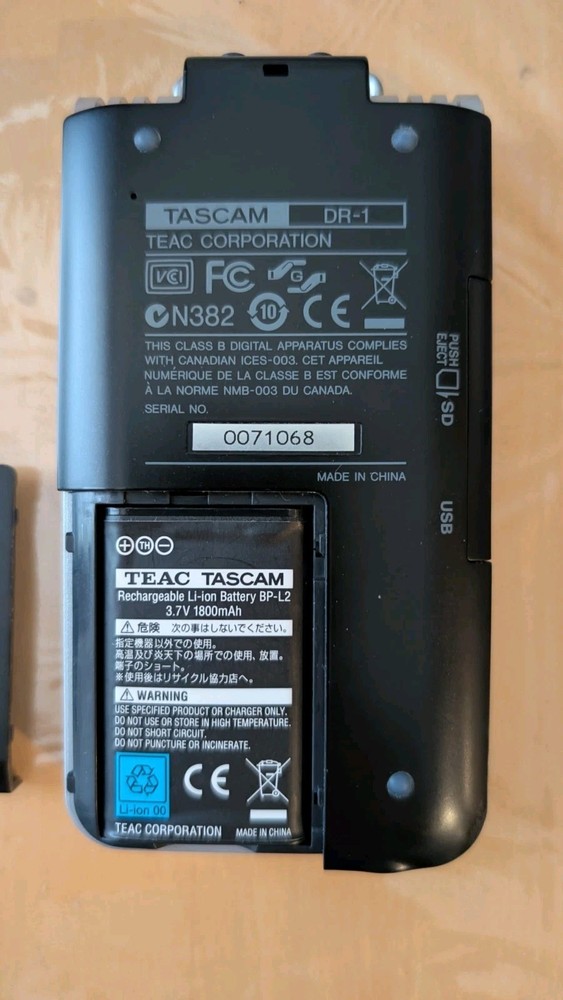 TASCAM DR-1 Portable Solid State Recorder Case Battery