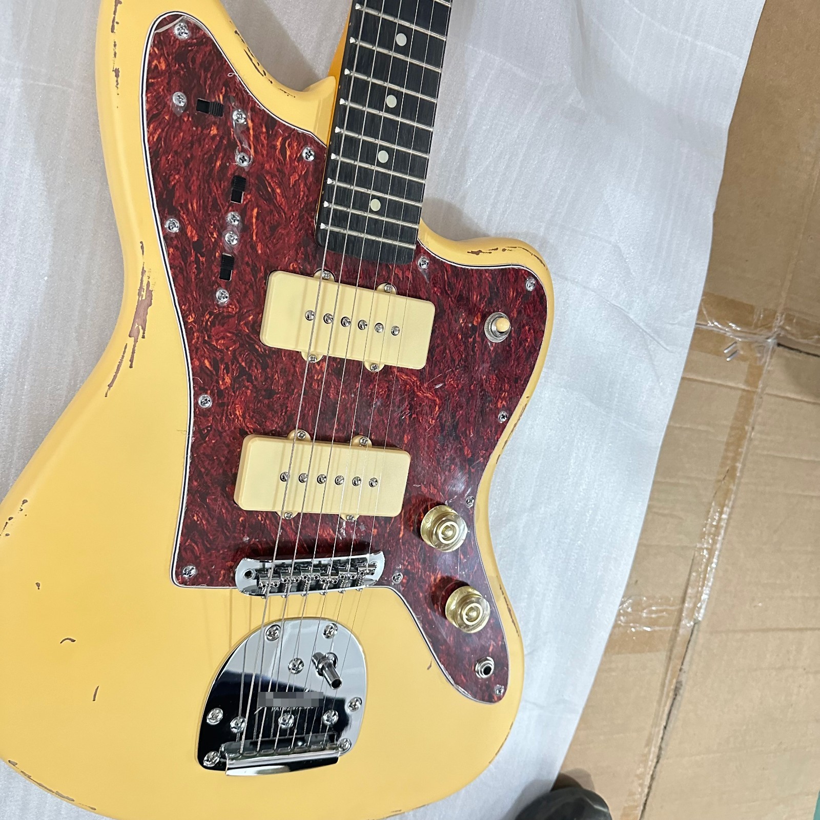 US Warehouse Yellow Relic JM electric guitar HH pickup Silver hardware 6 strings