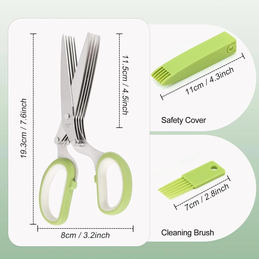 Herb scissors, Multipurpose Cutting Shears with 5 Blade Kitchen Salad Scissors,