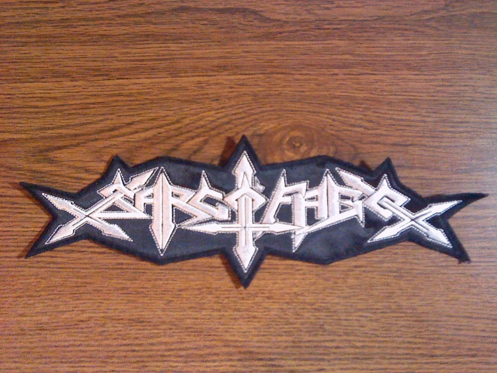 SARCOFAGO,SEW ON WHITE EMBROIDERED LARGE BACK PATCH