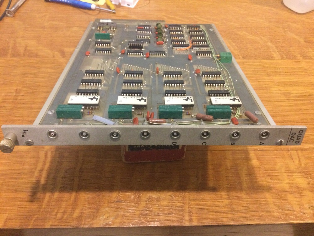 CAMAC Crate Plugin Digital To Analog Quad Converter.