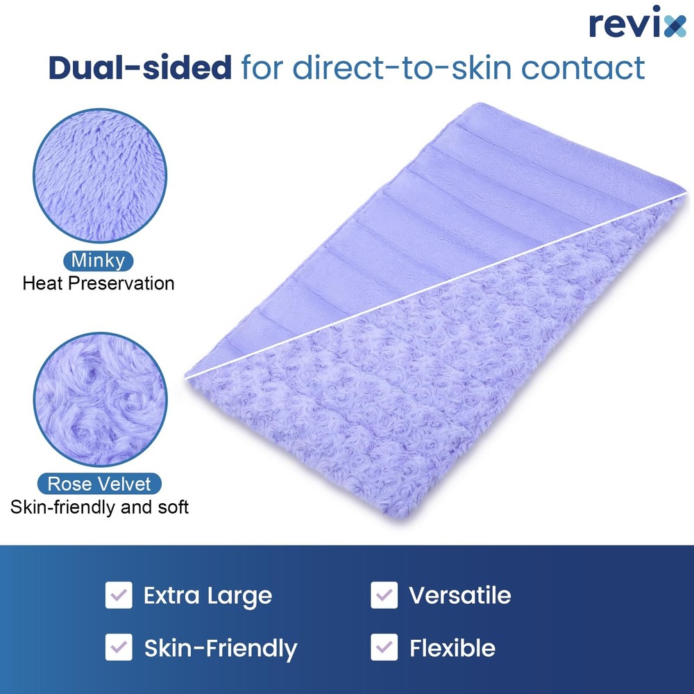 REVIX Extra Large Heating Pad Microwavable for Back with Moist Large, Purple