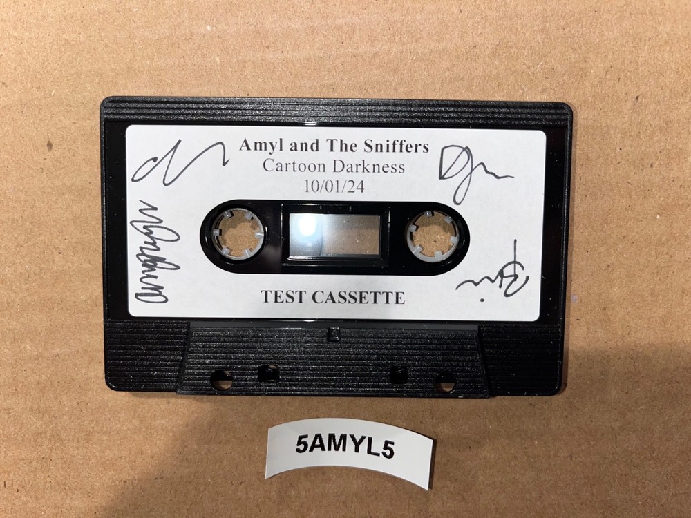 Amyl And The Sniffers Signed Autographed Test Cassette Cartoon Darkness 10/01/24