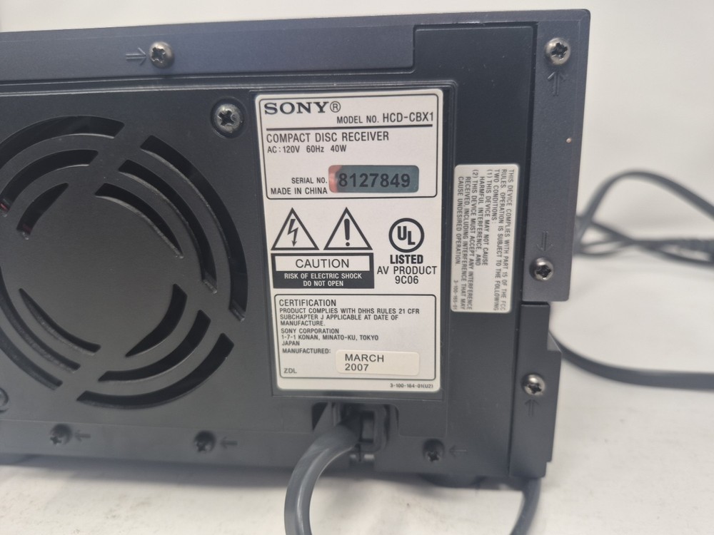 SONY COMPACT DISC RECEIVER MODEL NO. HCD-CBX1-Good-Tested-Works