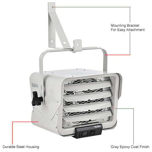 Horizontal Downflow Unit Heater With Remote 7500/4700 Watts 240V 1 Phase