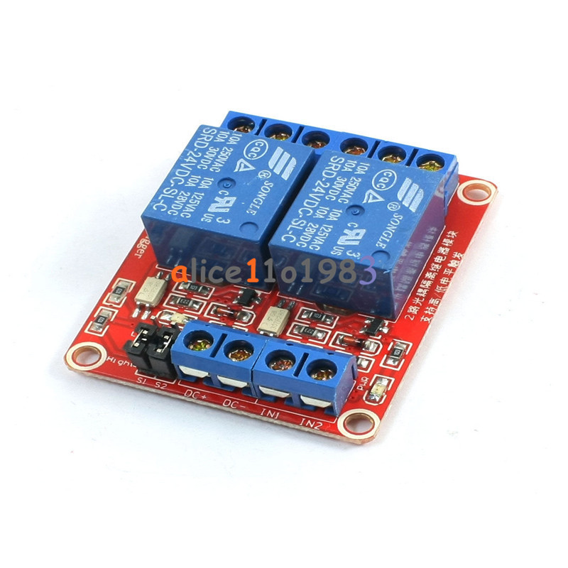 24V 2 Channel Relay Module With Optocoupler High and Low Level Trigger