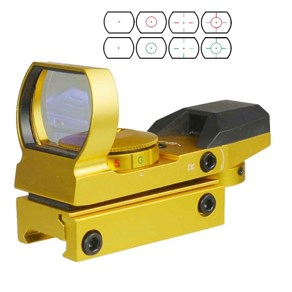 New Reflex Red and Green Adjustable Dot Sight Anodized Gold