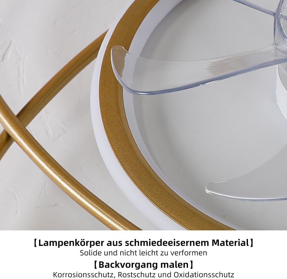 Recessed Ceiling Fan Light Creative Design Studyroom 3-colour Light Dimmable