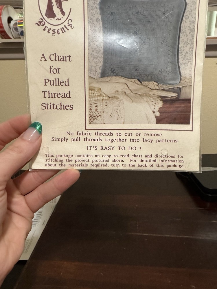 Vintage Needle Maid Presents Chart for Pulled Thread Stitches Victorian Pillow