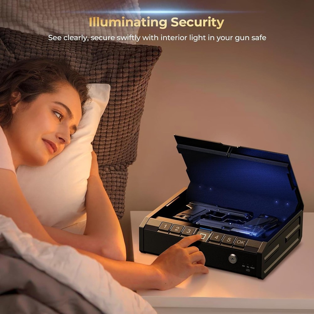 Biometric Fingerprint Handgun Safe Quick Access Lock Box