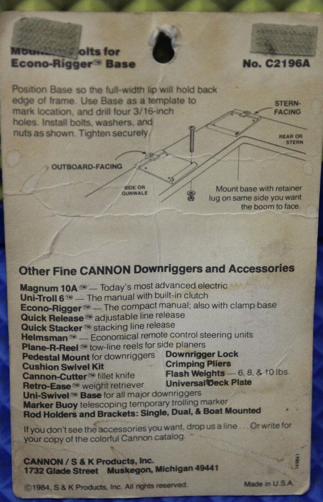 Cannon Econo Mounting Bolts Model C2196A