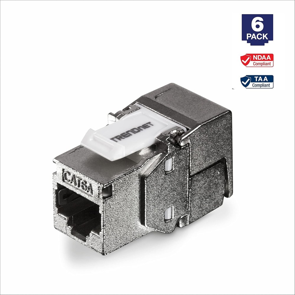 TRENDnet Shielded Cat6A RJ45 Keystone Jack 6-Pack Bundle, Use with Multicolor