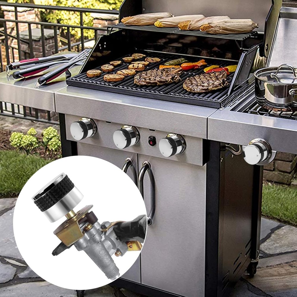 Only fire 4pcs Gas Grill Control Knobs, Chrome Plated Plastic Burner Knobs Re...