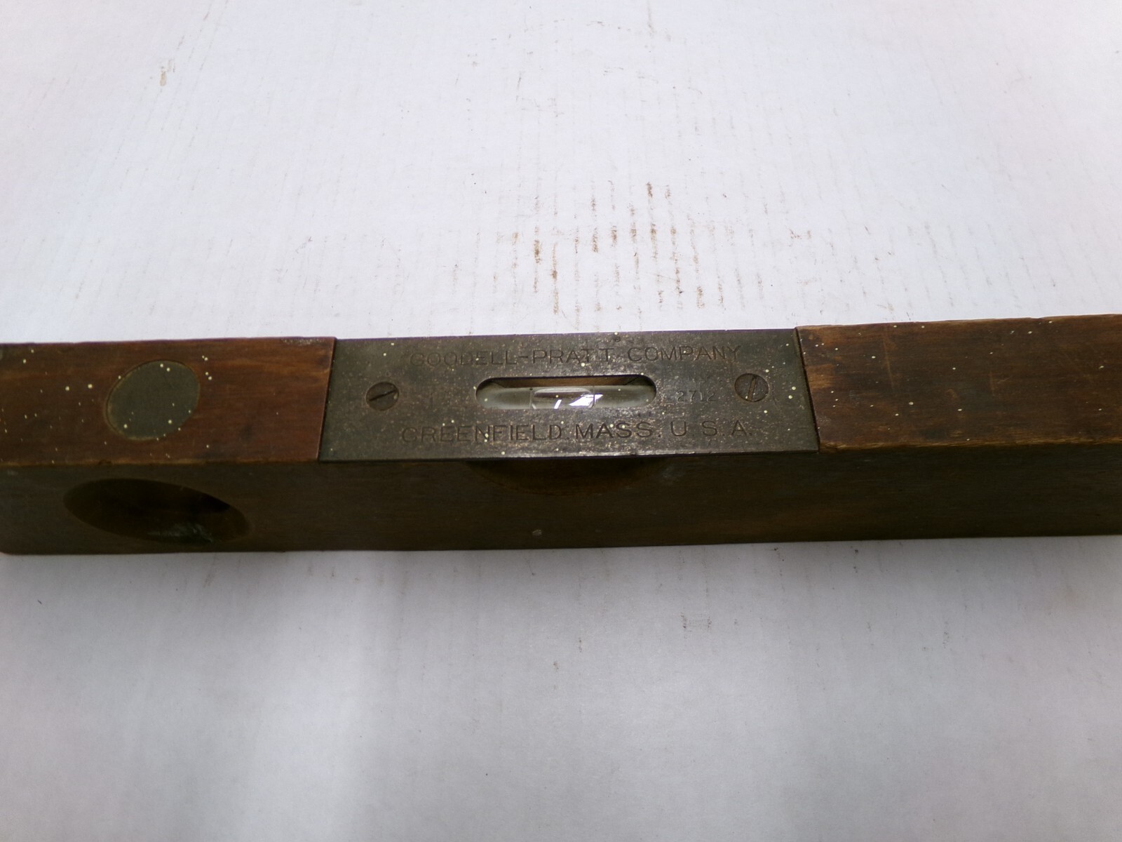 Goodell Pratt Wood Brass Level 12" Made In USA Vintage Tool