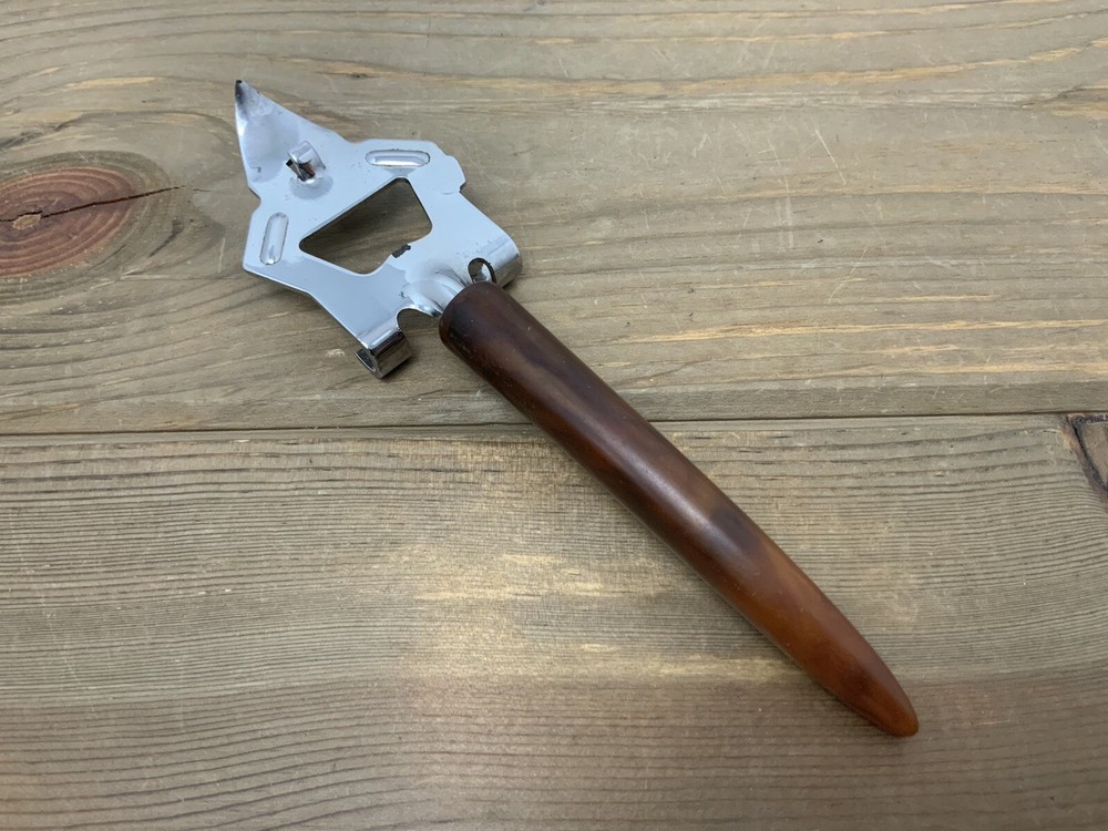 Vintage Can Bottle Opener Bakelite Handle Multi Purpose Gadget