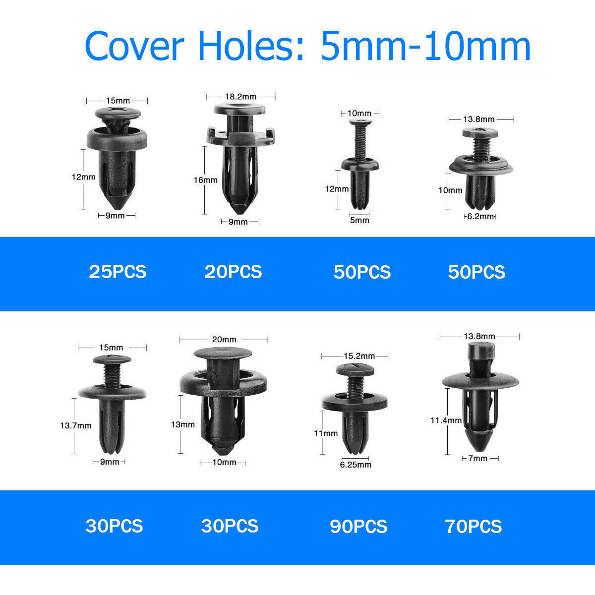 650PCS Car Body Retainer Clips Auto Fasteners Push Trim Pin Rivet Bumper Kit US